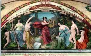 Vintage Postcard Muse of Lyric Poetry – Library of Congress Washington D.C. - Picture 1 of 2