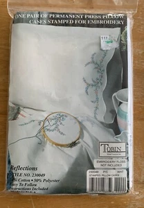 Tobin Stamped Pillowcase Pair For Embroidery 20"X30"-Reflections - #230049 OPEN - Picture 1 of 2