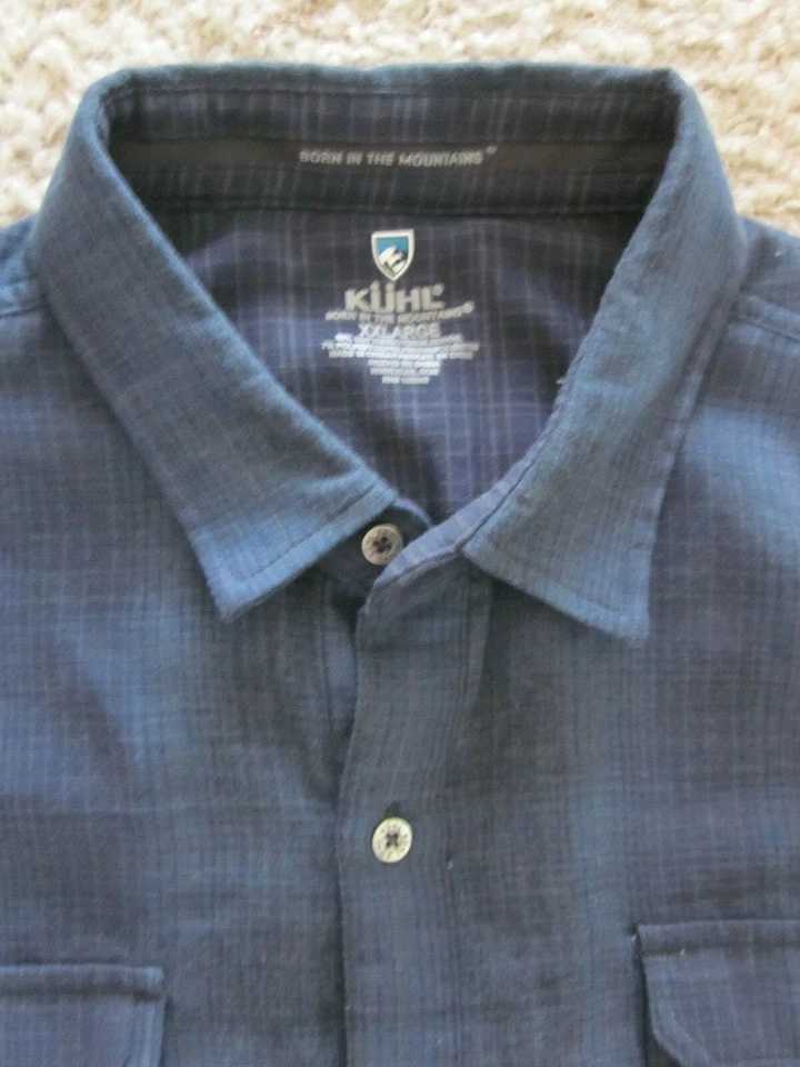 Camisa para hombre KUHL NACIDO EN LAS MONTAÑAS L/S azul marino mezcla de algodón/poliéster talla XXL Foto 1 de 4