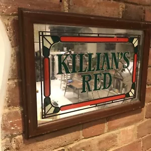 Vintage Killians Red Mirrored Brewery Sign in Wood Frame Coors Brewing Man Cave - Picture 1 of 15