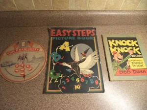 Vintage Whitman 1945 Linen~1936 Bob Dunn Knock Knock Book~1931 Presidents Wheel - Bild 1 von 12