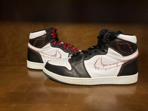 jordan 1 half red and black