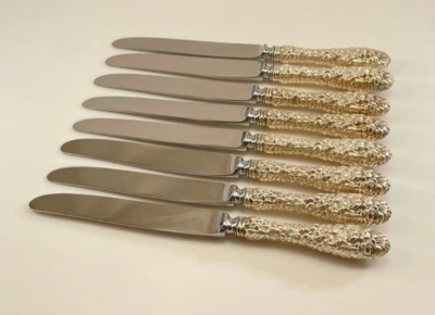 Cuchillos Stieff Rose de plata de ley - Juego de 8 - 8 7/8" - Sin monograma Foto 1 de 2