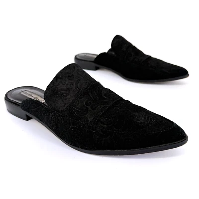 De Colección Charles David Mula Toboganes Talla 8.5 Retro Gamuza Paisley Años 90 Regencia Victoriano Foto 1 de 4