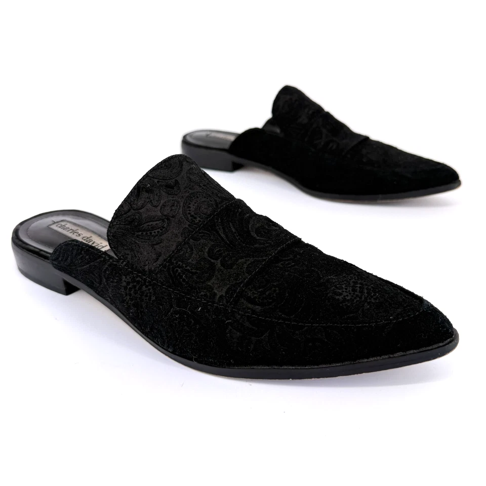 Vtg Charles David Mule Slides Size 8.5 Retro Suede Paisley 90s Regency Victorian - Image 1 of 4