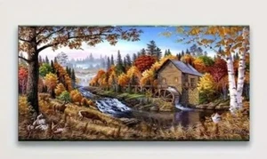 Kits de Pintura Diamante 5D 40X80cm - Molino de Agua con Ciervo - Imagen 1 de 5