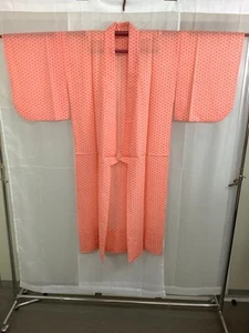 Kimono japonés vintage algodón tradición naranja hexagonal altura 51,18 pulgadas - Imagen 1 de 12