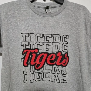 Gildan Tigers Youth Gray T-Shirt Size Extra Large Unisex Kids XL Short Sleeve - Picture 1 of 5