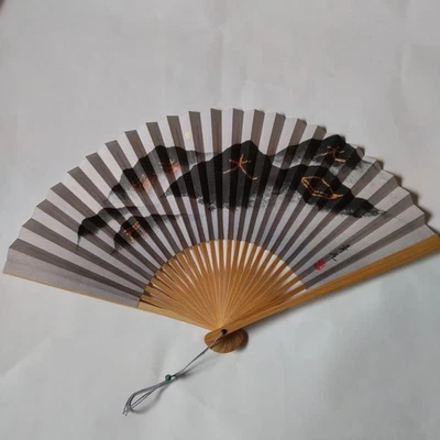 Plegable Sensu Fan Kyoto Hisaehiro Daimonji Ware pintura de flores azules Kyosenshi T Foto 1 de 4