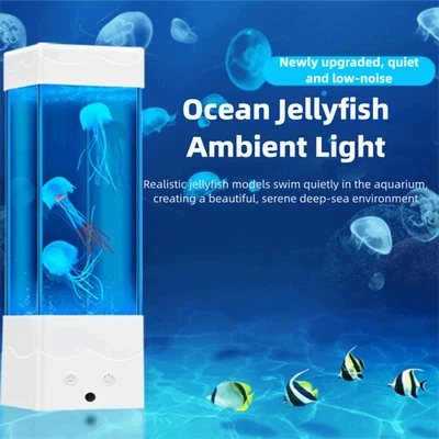 Farbwechsel LED-Quallenlampe USB-Aufladung Schreibtischlampe  Schlafzimmer - Bild 1 von 4