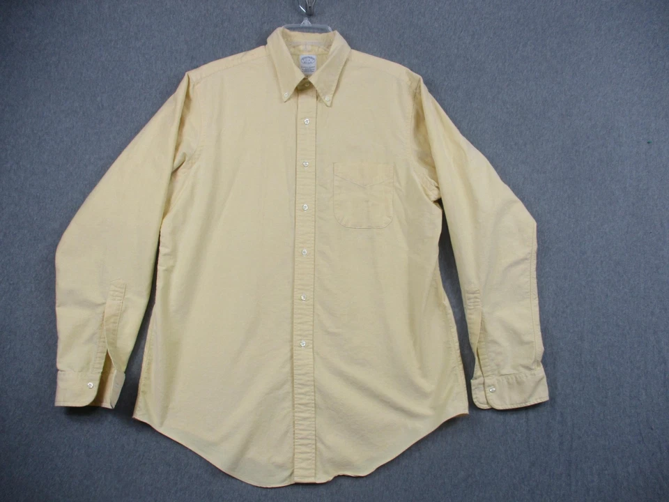 Brooks Brothers Shirt Mens 17-36 Yellow Oxford Slim Fit Supima Cotton Made USA - Image 1 of 4