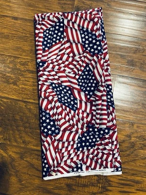 Flag Fabric Fat 100% Cotton USA Waving U.S. Flags Stars Stripes 45"x90" - Image 1 of 4