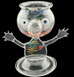 Einzigartige mundgeblasene Kunst Glas Mann stehende Figur handbemalt Details 3,5" hoch - Bild 1 von 6