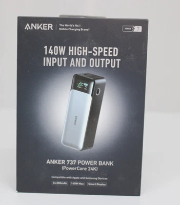 Anker 737 Powerbank (PowerCore 24K) 140W 24000mAh Smart Display Schwarz NEU - Bild 1 von 4