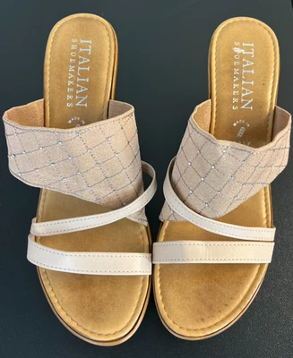 Sandalias sin cordones italianas Verenice nude de cuña alta talla 9 Foto 1 de 4