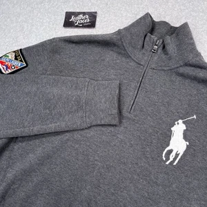 Suéter Vintage Polo Ralph Lauren Grande Gris Big Pony 1/4 Cremallera Parche Esquí 1933-34 - Imagen 1 de 15