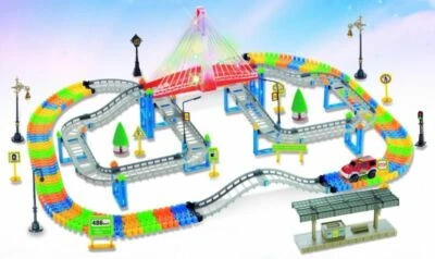 Flash Suspension Bridge Race Slot Car Railway Track 268pc Transport Building Set - Image 1 of 3