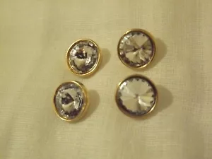 NEW 4/8" 12mm DIAMANTE JEWEL & GOLD SHANK SMALL CUFF SHIRT BLOUSE BUTTONS CRAFTS - Picture 1 of 4