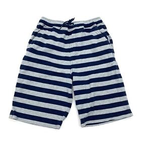 Hanna Andersson Nautical Striped Shorts Sz 130 8 Boys Navy Blue Gray Cotton