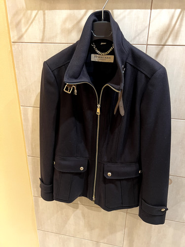 Cappotto autunnale donna blu navy Burberry London lana e cashmere taglia 40IT