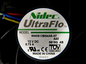 NIDEC ULTA-FLO FAN W40S12BS4A5-07; 12VDC-.73A; 40X40X28 mm # 4201-01018-0, NIB