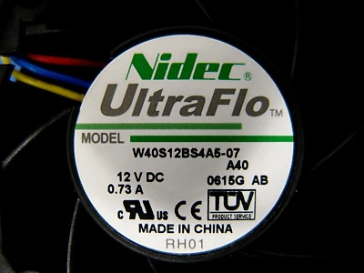 NIDEC ULTA-FLO FAN W40S12BS4A5-07; 12VDC-.73A; 40X40X28 mm # 4201-01018-0, NIB - Image 1 of 4