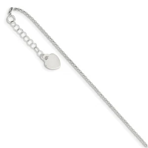 Sterling Silver Polished Heart w/ 1in ext. Anklet QG3140-9" - Picture 1 of 1