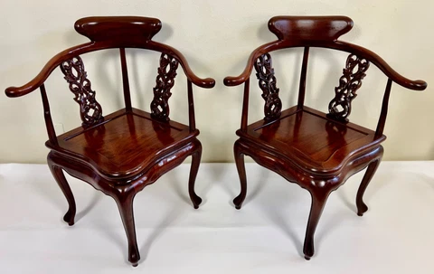 Pair of Exceptional Chinese Rosewood Corner Chairs Cover
