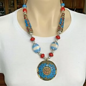 Handmade Necklace - Nepalese Tibetan Tribal Ethnic Coral Lapis Jewellery NL-106 - Bild 1 von 6