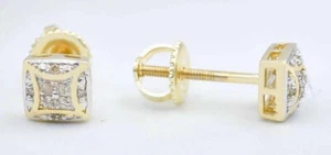 GENUINE DIAMOND STUD EARRINGS 10K GOLD - Free Appraisal Service - Screw Backs - Picture 1 of 3
