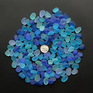 blue cobalt aqua turquoise sea beach glass 40 piece lot bulk 12-18mm jewelry use - Picture 1 of 3