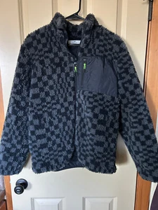 H&M Fleece Checkboard Black/Gray Zip Jacket Size 20 (14Y+) - Picture 1 of 8