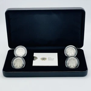 Juego de 4 monedas de plata Piedfort Royal Mint 2010-11 prueba £1 capitales del Reino Unido sin certificado de autenticidad - Imagen 1 de 11