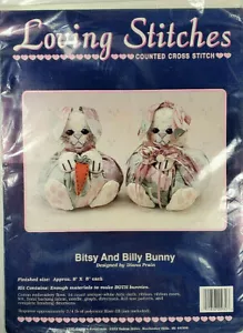 Loving Stitches BITSY & BILLY BUNNY Counted Cross Stitch Kit by Diana Prain New - Picture 1 of 2