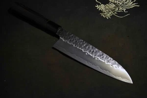 Japanese Kitchen Knife Molybdenum Stainless Black Tsuchime Santoku 170mm 4389 - Picture 1 of 11