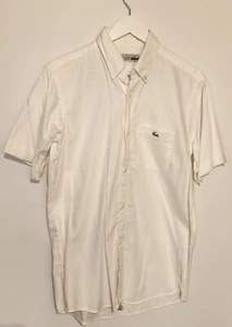 Chemise Lacoste Shirt Mens 39 40 White Short Sleeve Cotton Casual 1970s Vintage - Picture 1 of 10