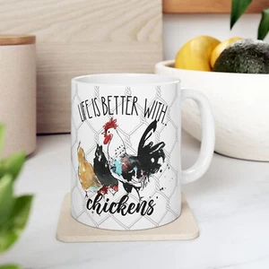 Taza de café de cerámica de pollo, regalo de animales de granja, mejor con taza de pollos, granja - Imagen 1 de 11