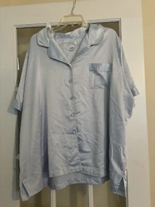 Cabernet women’s baby blue short sleeve button down pajama top monogram size 3XL - Picture 1 of 3