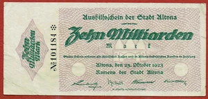 TARJETA AUXILIAR DE LA CIUDAD DE ALTONA 23. 10. 1923 10 mil millones de marcos CH VF - Imagen 1 de 2