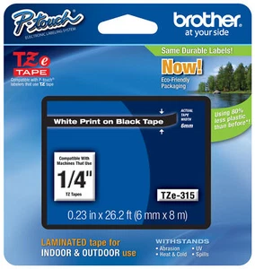 Cinta original para fabricante de etiquetas Brother TZe-315 P-touch TZe315 TZ315 TZ-315 blanca negra - Imagen 1 de 5