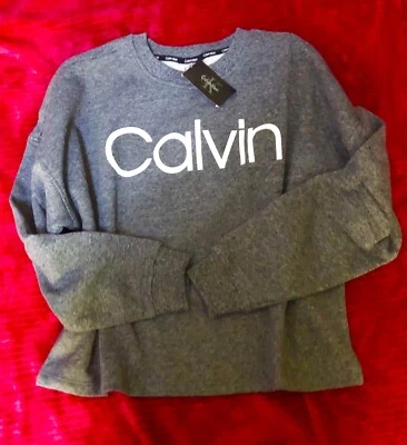 Moletom Calvin Klein feminino semi-cortado ombro caído forrado de lã tamanho G - Imagem 1 de 4
