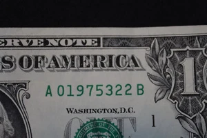 [MARCH 22, 1975] ONE DOLLAR FANCY BIRTHDAY NOTE  SN A 01975322 B - Picture 1 of 3