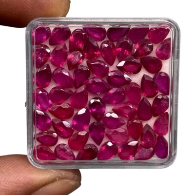 20 Pcs Natural Ruby 6x4mm Pear Cut Rich Red Loose Gemstones Wholesale Lot - Image 1 of 4