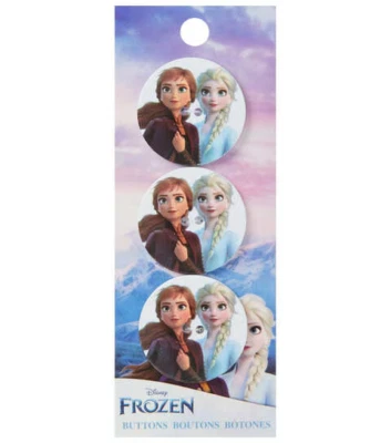 Disney Frozen Princess Buttons 1 1/4" Size Flat 2 Hole Pack of 3 Anna Elsa - Image 1 of 4