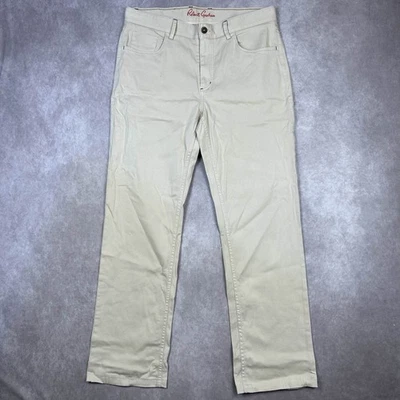 Pantalones chinos Robert Graham para hombre 34 x 31 beige clásicos Yates frente plano recto Foto 1 de 4