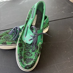 Women’s Sperry Top-Sider Green Floral Shoes 7.5  - Picture 1 of 5