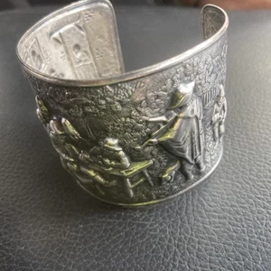 Vintage Hans Jensen versilbertes Armreif Repousse Armband - Bild 1 von 5