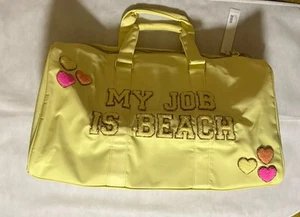 Borsone Stoney Clover Lane nuovo con etichetta giallo patch personalizzata Weekender My Life Is Beach - Foto 1 di 10