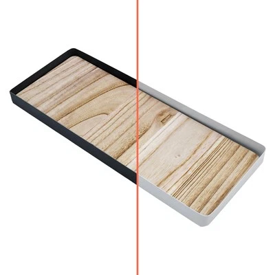 Holz Tablett mit Metall Rand 45 cm - 2 Farben - Advent Tisch Deko Kerzen Brett - Bild 1 von 4