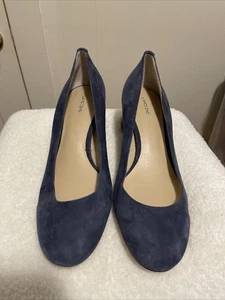 Land's End Damen-Wildlederpump mit Blockabsatz Größe 10 neu ohne Karton marineblau - Bild 1 von 8